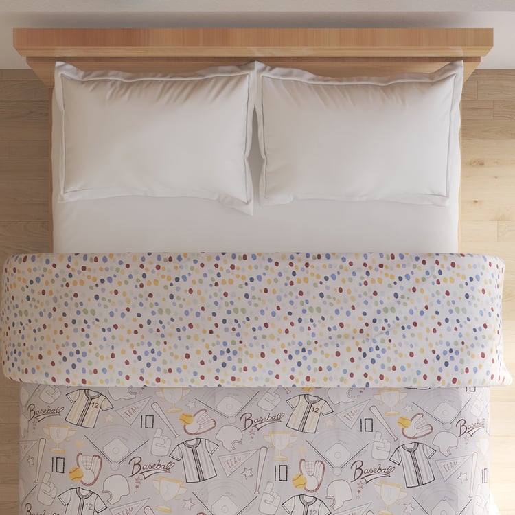 Slate Kids Baseball Cotton Printed Reversible Double Comforter