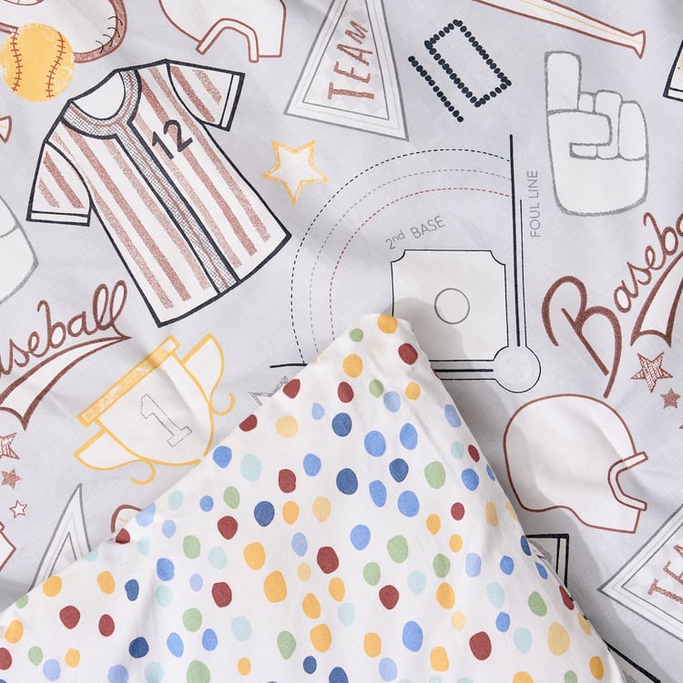 Slate Kids Baseball Cotton Printed Reversible Double Comforter