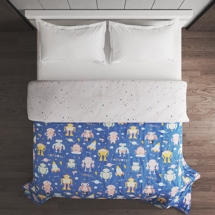 Slate Kids Robot Cotton Printed Reversible Double Comforter
