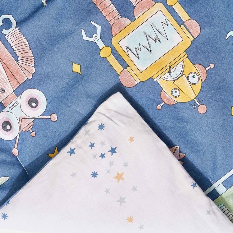 Slate Kids Robot Cotton Printed Reversible Double Comforter