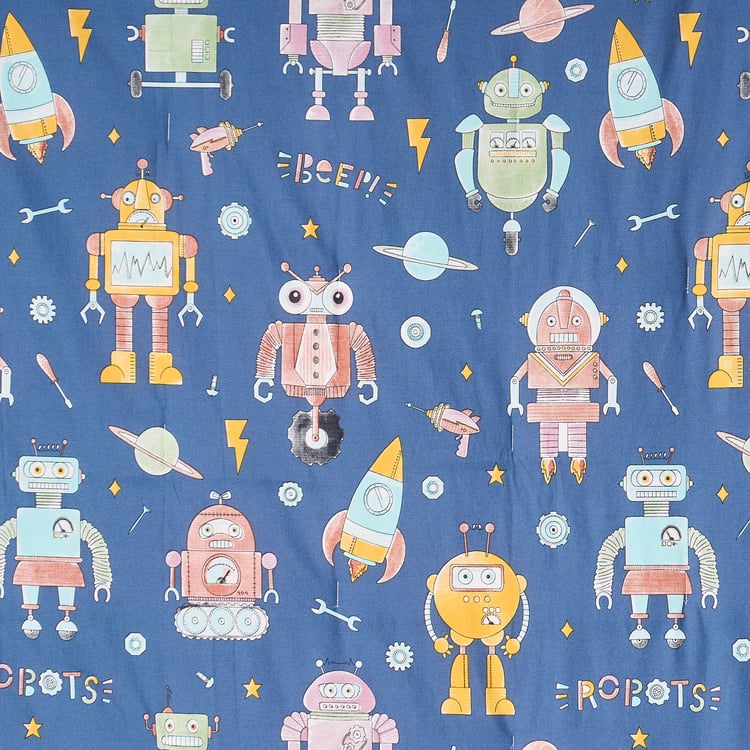 Slate Kids Robot Cotton Printed Reversible Double Comforter