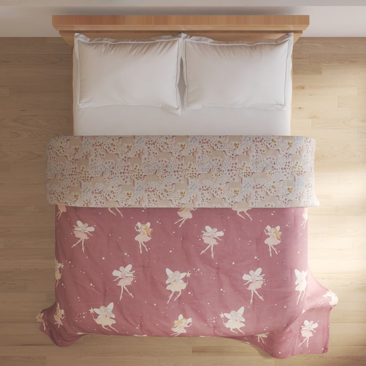 Slate Kids Cotton Fairy Print Reversible Double Comforter