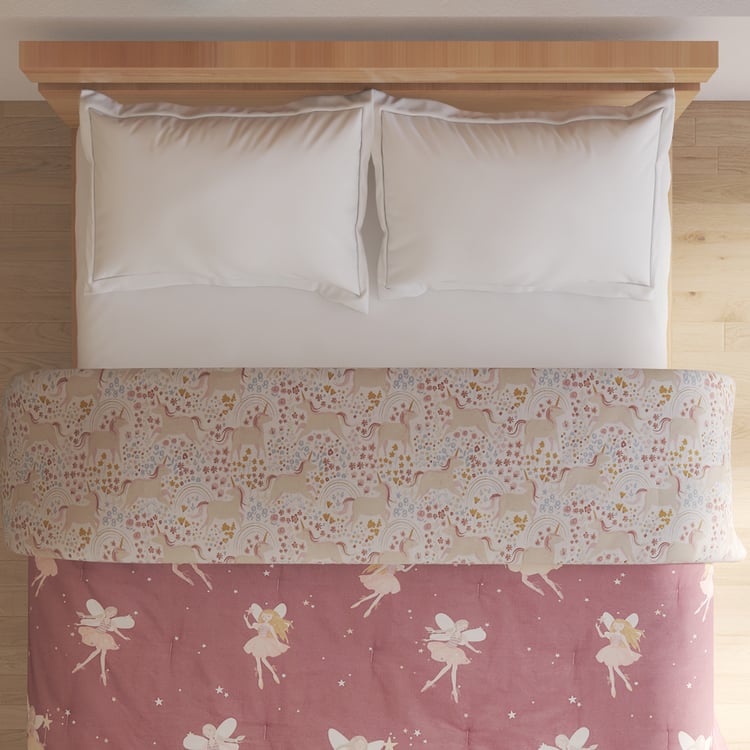 Slate Kids Cotton Fairy Print Reversible Double Comforter