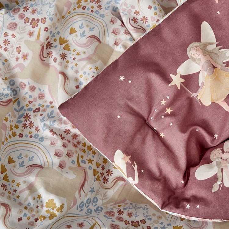 Slate Kids Cotton Fairy Print Reversible Double Comforter