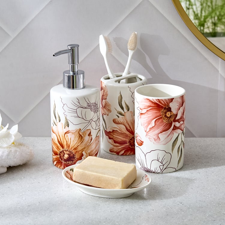 Mekong Janett Ceramic Floral Print Soap Dish