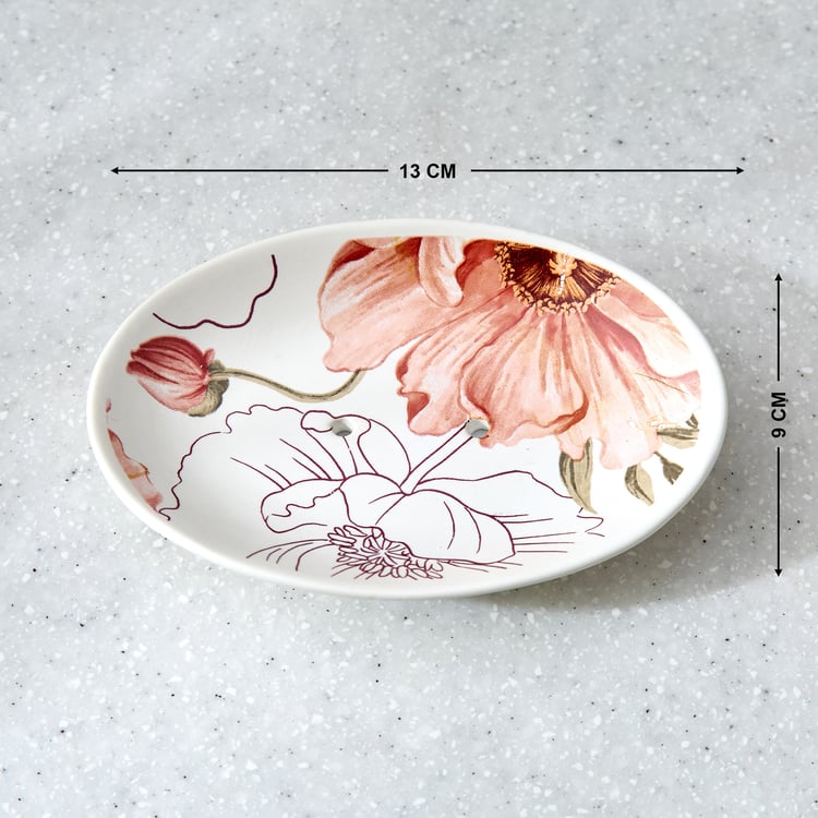 Mekong Janett Ceramic Floral Print Soap Dish