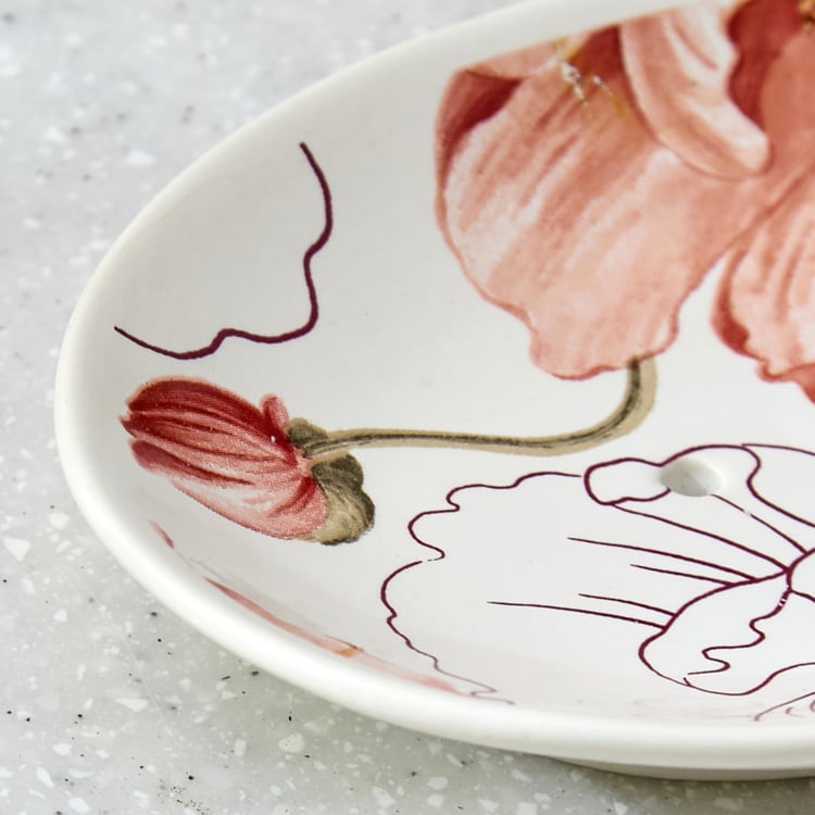 Mekong Janett Ceramic Floral Print Soap Dish