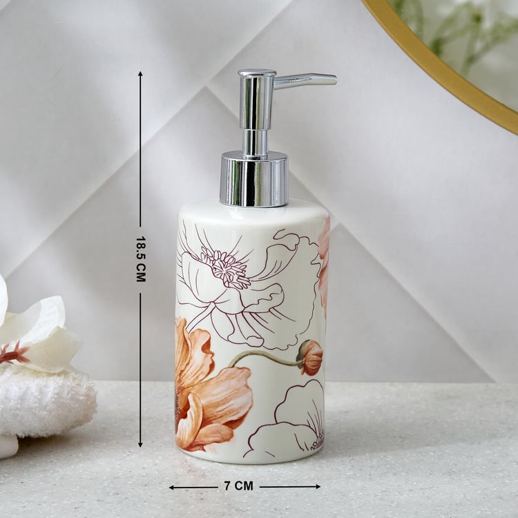 Mekong Janett Ceramic Floral Print Soap Dispenser - 330ml