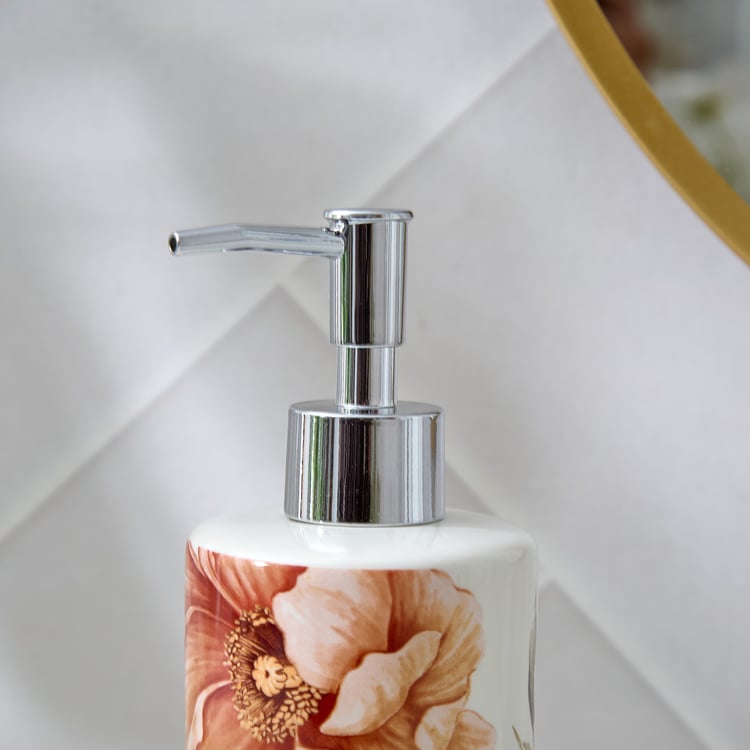 Mekong Janett Ceramic Floral Print Soap Dispenser - 330ml