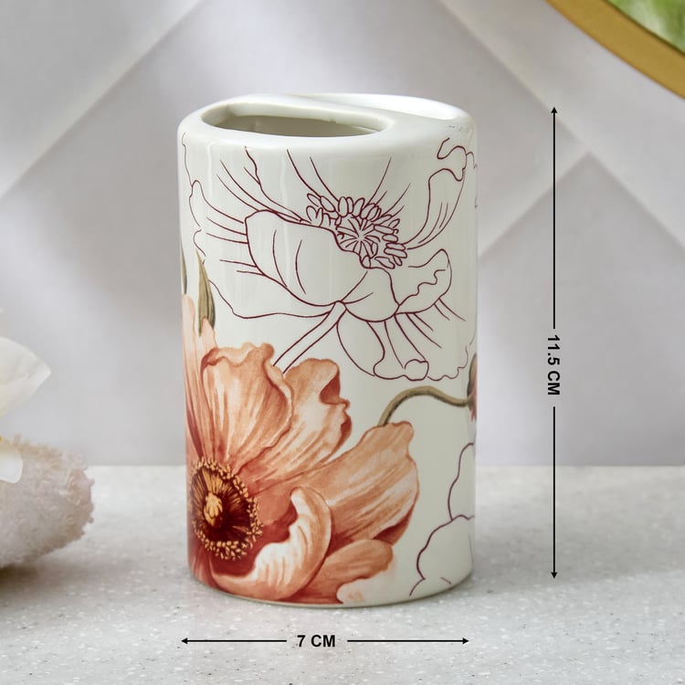 Mekong Janett Ceramic Floral Print Tooth Brush Holder