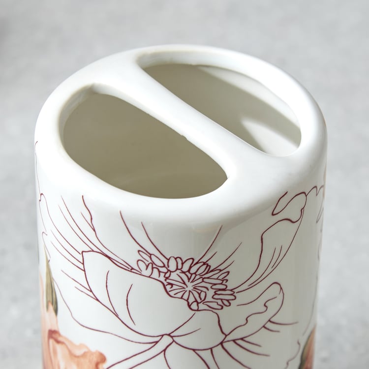 Mekong Janett Ceramic Floral Print Tooth Brush Holder