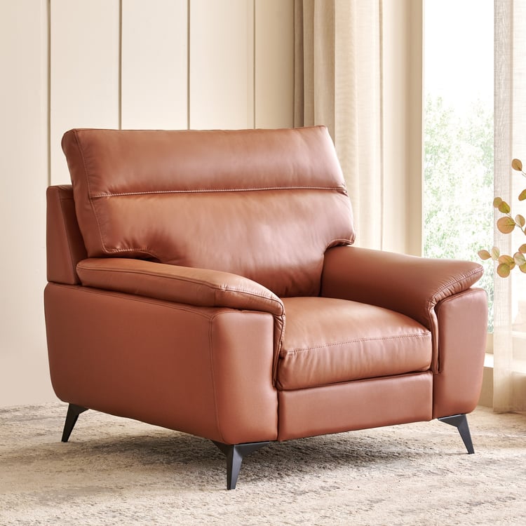 Aprilla NXT Half Leather 1-Seater Sofa - Tan