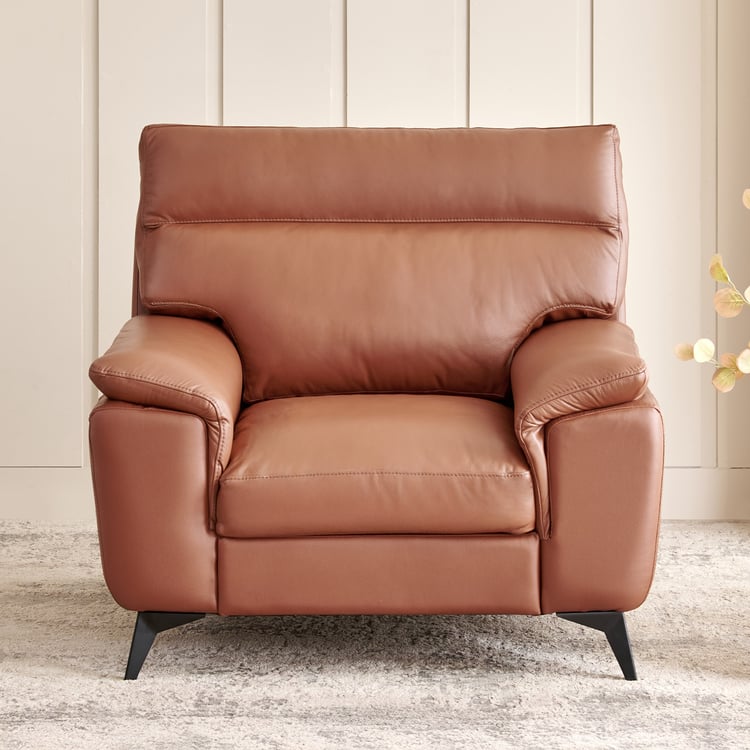 Aprilla NXT Half Leather 1-Seater Sofa - Tan
