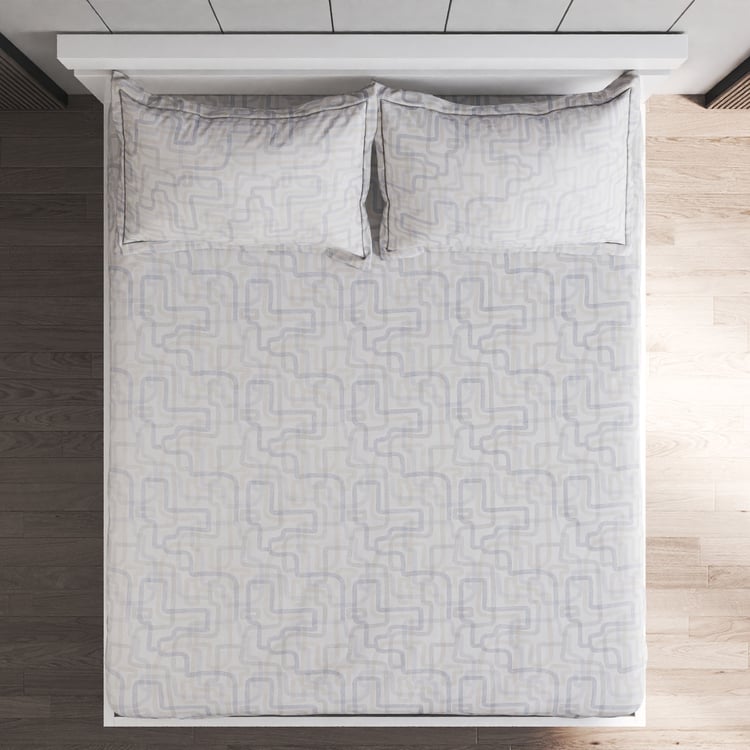Ezra Cubistone 144TC Printed 3Pcs Queen Bedsheet Set