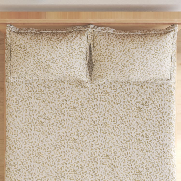 Ezra Leafora Cotton 144TC Printed 3Pcs Queen Bedsheet Set