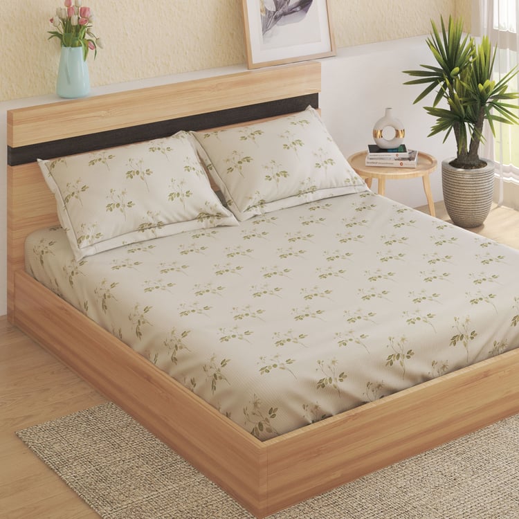 Ezra Meadow Cotton 144TC Floral Print 3Pcs Queen Bedsheet Set