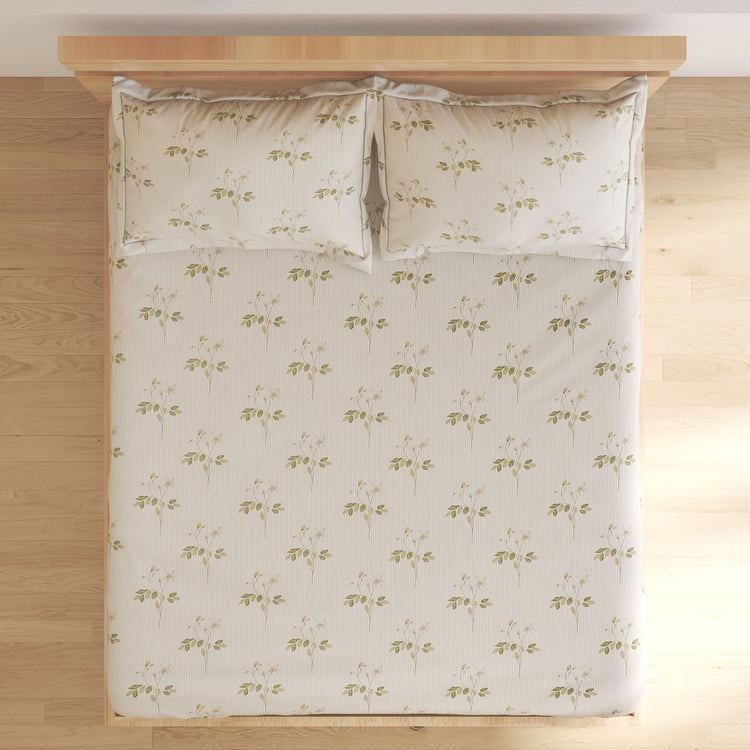 Ezra Meadow Cotton 144TC Floral Print 3Pcs Queen Bedsheet Set