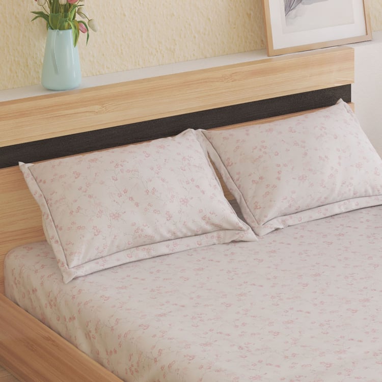 Ezra Bloome Cotton 144TC Floral Print 3Pcs Queen Bedsheet Set