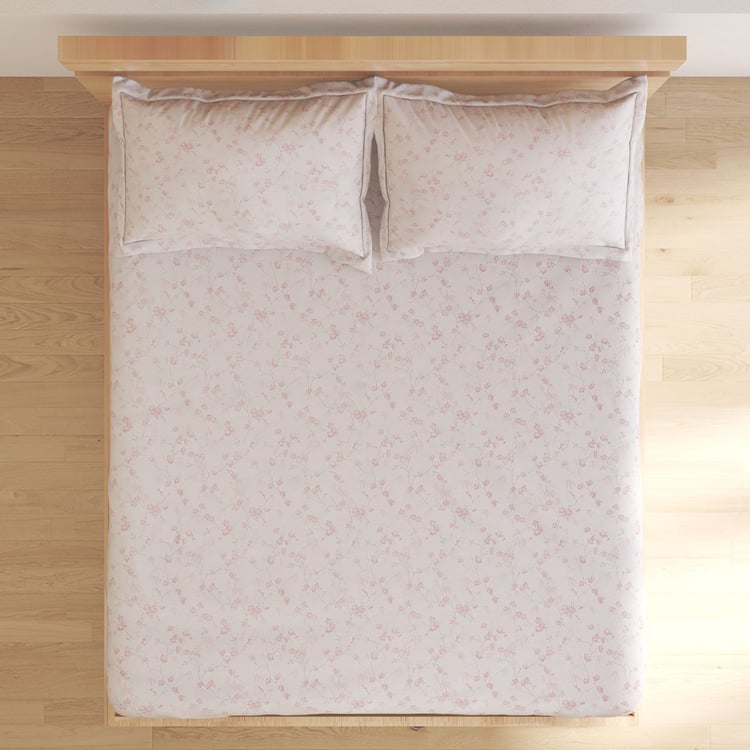 Ezra Bloome Cotton 144TC Floral Print 3Pcs Queen Bedsheet Set