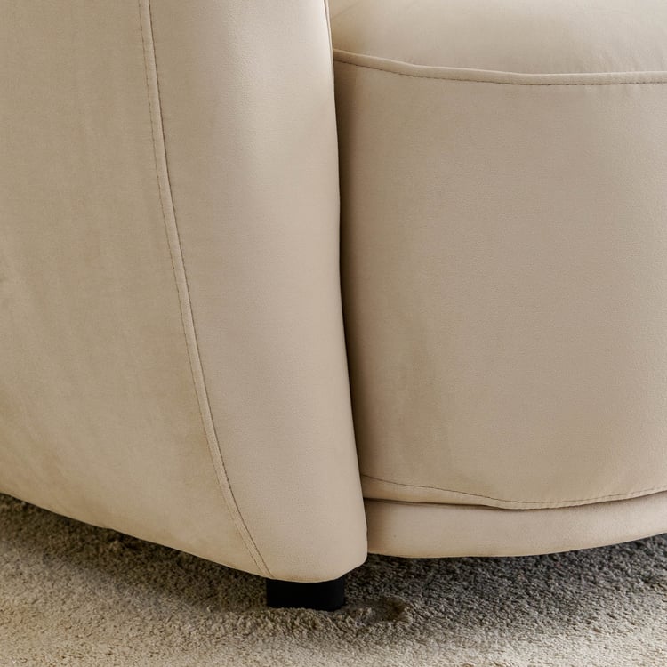 (Refurbished) Homeshores Fabric 3-Seater Sofa with Cushions - Beige
