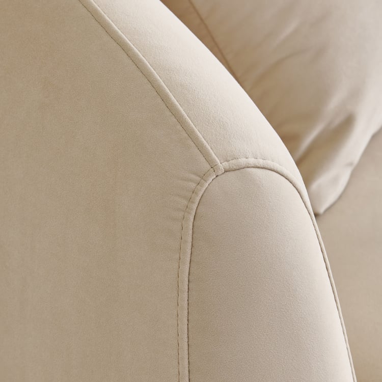 (Refurbished) Homeshores Fabric 3-Seater Sofa with Cushions - Beige