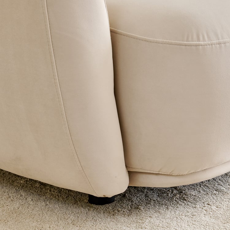 (Refurbished) Homeshores Fabric 3-Seater Sofa with Cushions - Beige