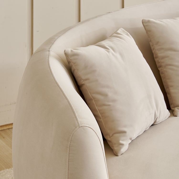 (Refurbished) Homeshores Fabric 3-Seater Sofa with Cushions - Beige