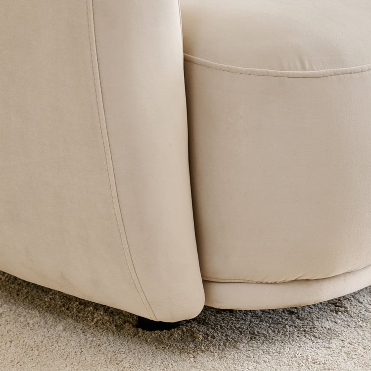 (Refurbished) Homeshores Fabric 3-Seater Sofa with Cushions - Beige