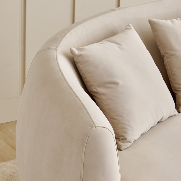 (Refurbished) Homeshores Fabric 3-Seater Sofa with Cushions - Beige
