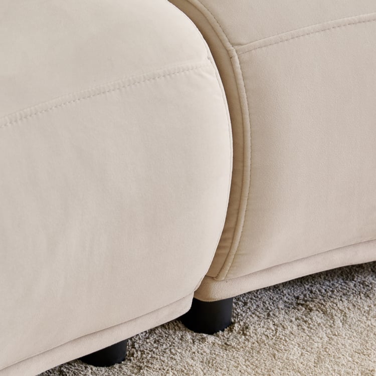 (Refurbished) Homeshores Fabric 3-Seater Sofa with Cushions - Beige