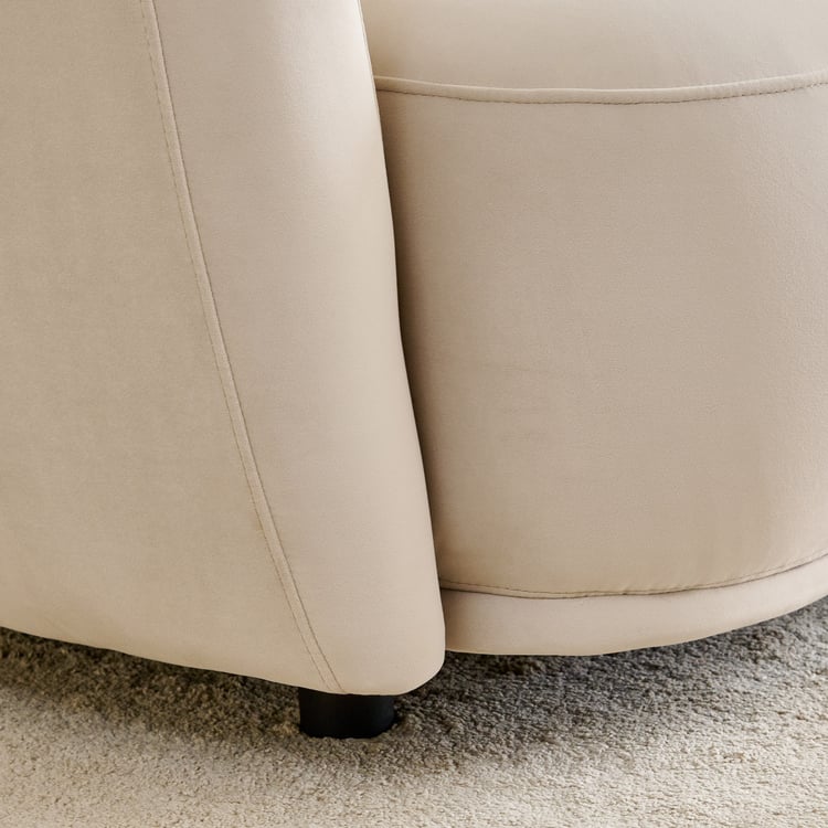 (Refurbished) Homeshores Fabric 3-Seater Sofa with Cushions - Beige