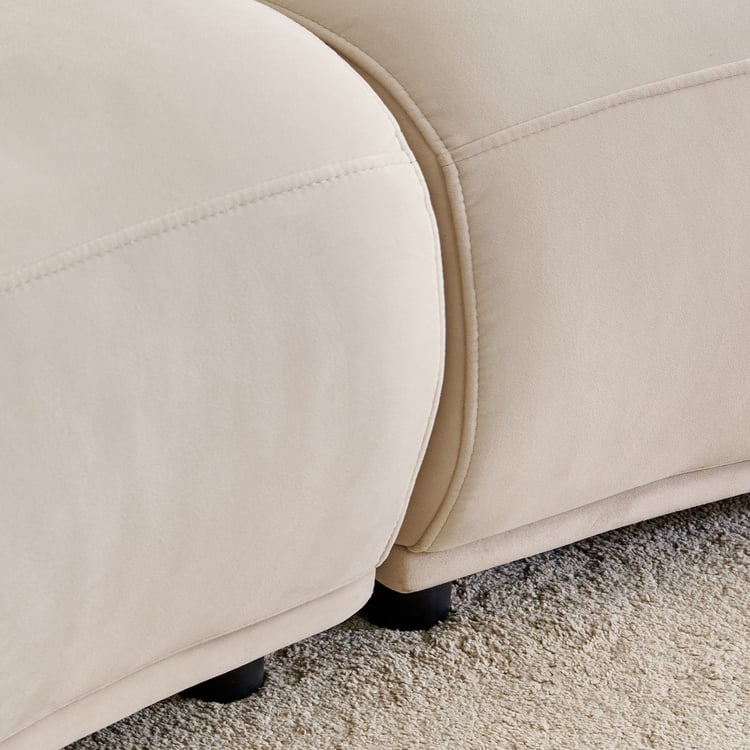(Refurbished) Homeshores Fabric 3-Seater Sofa with Cushions - Beige