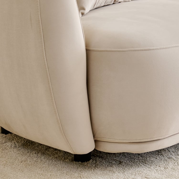 (Refurbished) Homeshores Fabric 3-Seater Sofa with Cushions - Beige