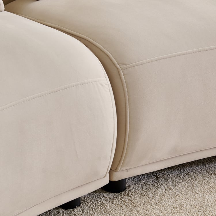 (Refurbished) Homeshores Fabric 3-Seater Sofa with Cushions - Beige