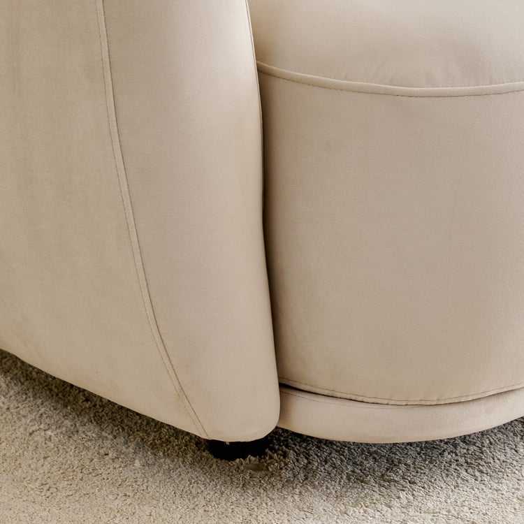 (Refurbished) Homeshores Fabric 3-Seater Sofa with Cushions - Beige