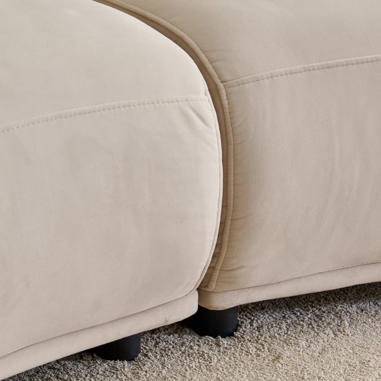 (Refurbished) Homeshores Fabric 3-Seater Sofa with Cushions - Beige