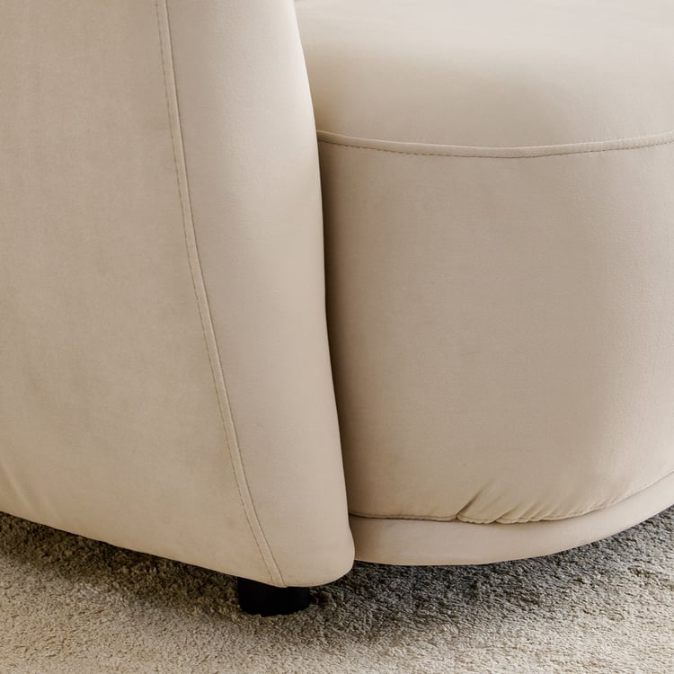 (Refurbished) Homeshores Fabric 3-Seater Sofa with Cushions - Beige