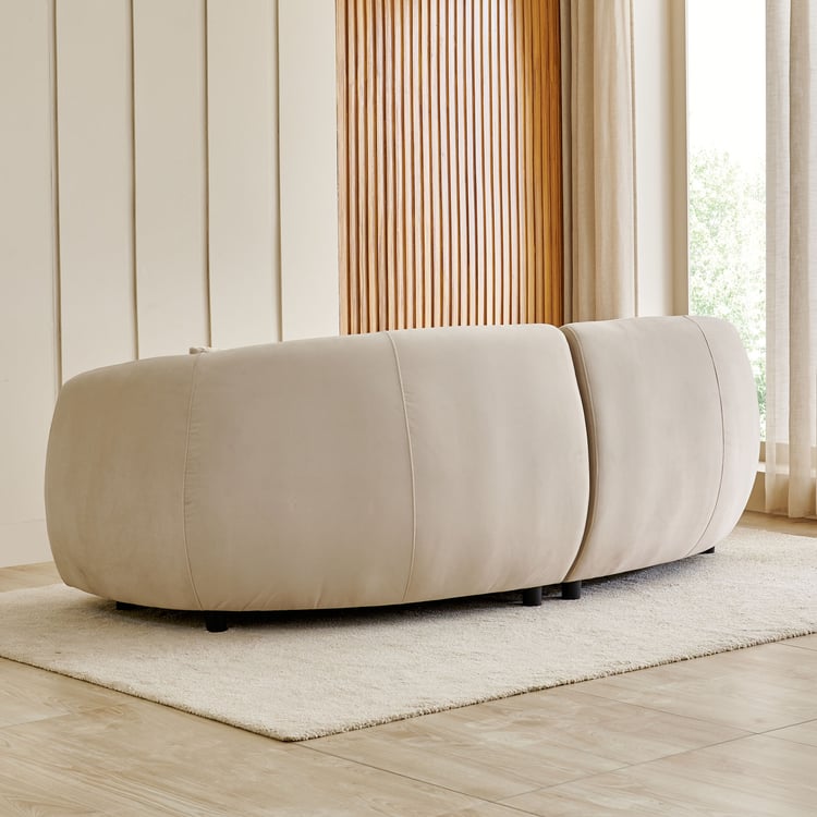 (Refurbished) Homeshores Fabric 3-Seater Sofa with Cushions - Beige