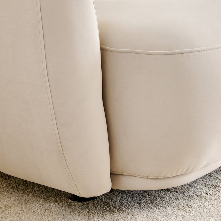 (Refurbished) Homeshores Fabric 3-Seater Sofa with Cushions - Beige