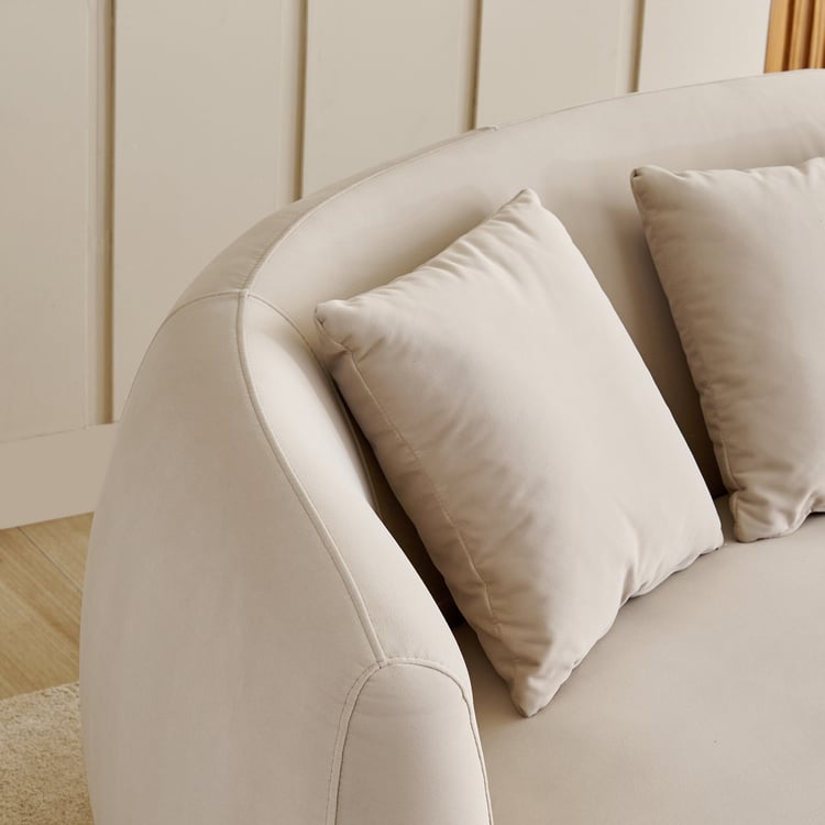 (Refurbished) Homeshores Fabric 3-Seater Sofa with Cushions - Beige