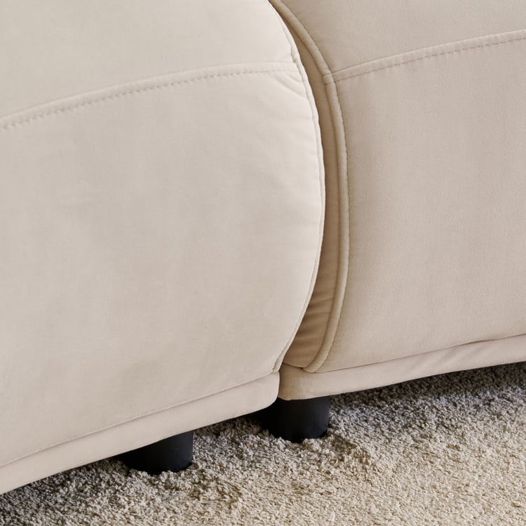 (Refurbished) Homeshores Fabric 3-Seater Sofa with Cushions - Beige
