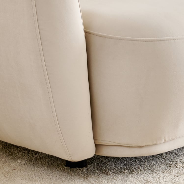 (Refurbished) Homeshores Fabric 3-Seater Sofa with Cushions - Beige