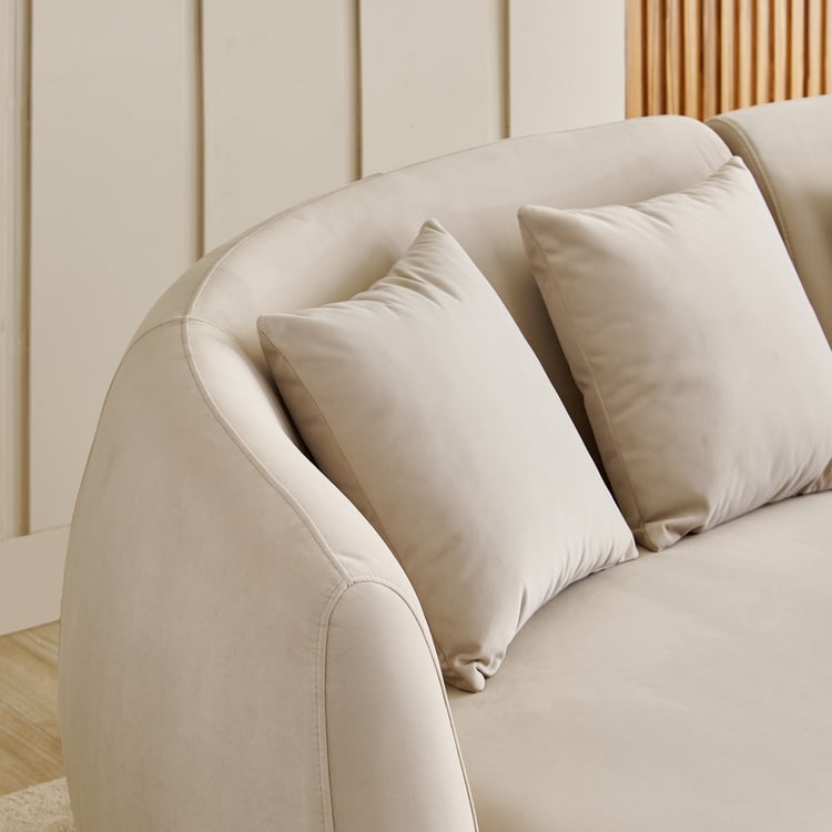 (Refurbished) Homeshores Fabric 3-Seater Sofa with Cushions - Beige