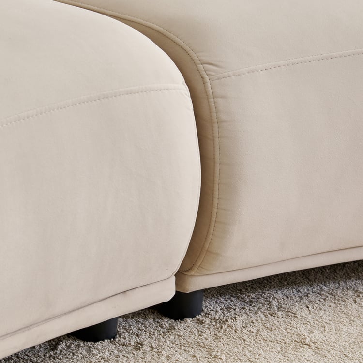 (Refurbished) Homeshores Fabric 3-Seater Sofa with Cushions - Beige