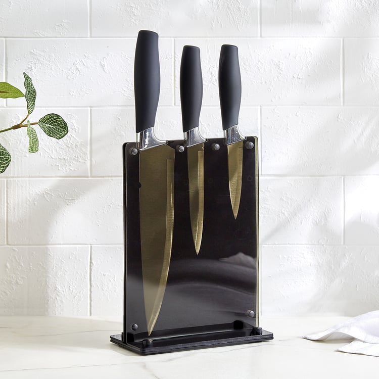 Slash Moritz Set of 3 Stainless Steel Knives with Holder