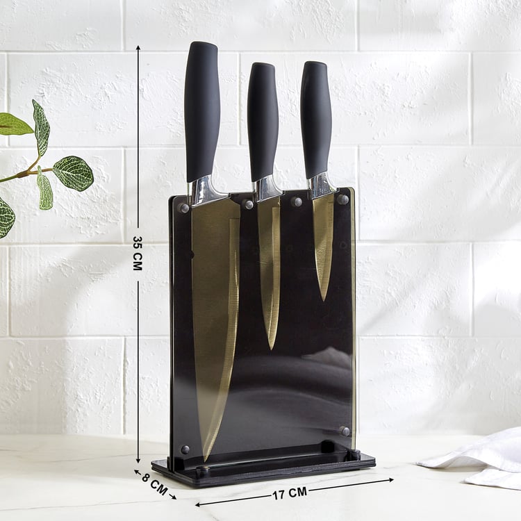 Slash Moritz Set of 3 Stainless Steel Knives with Holder
