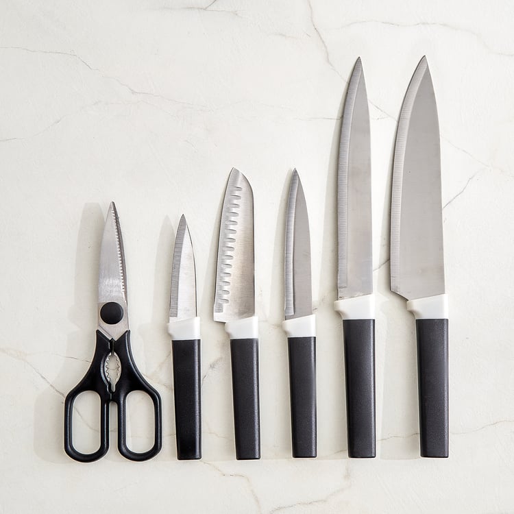 Slash Moritz Set of 5 Stainless Steel Knives with Scissor and Holder