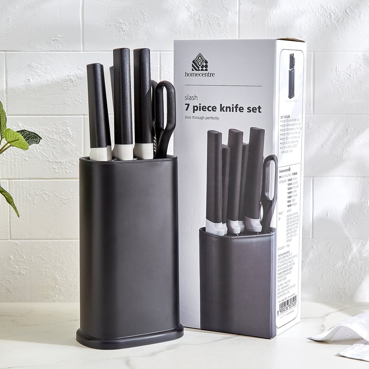 Slash Moritz Set of 5 Stainless Steel Knives with Scissor and Holder