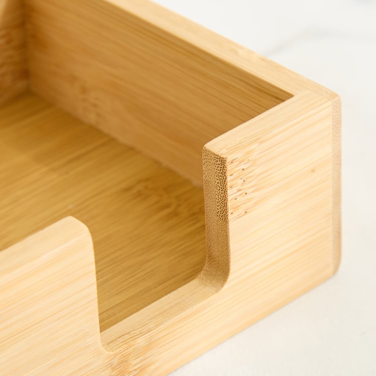 Regal Luxe Bloom Set of 5 Bamboo Ribbed Coasters with Holder