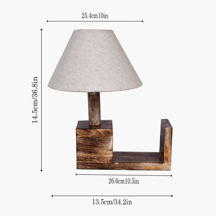 HOMESAKE Wooden Table Lamp with Book Shelf